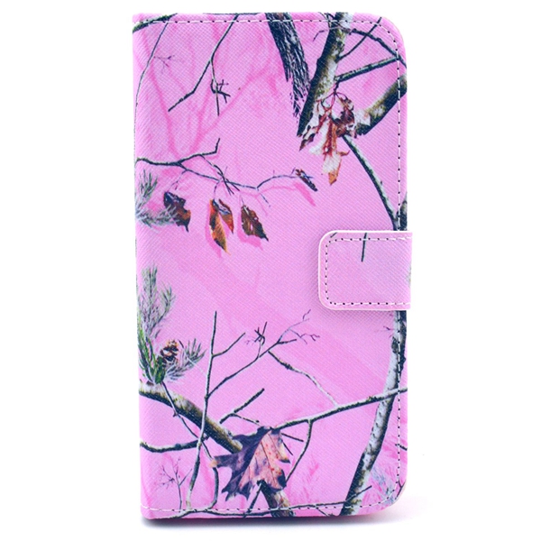 

Pink Branch TPU Leather Protective Case For Samsung S5 i9600