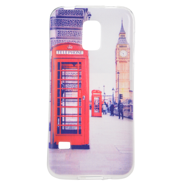 

Colored Drawing Telephone Booth Pattern Case Cover for Samsung S5 mini