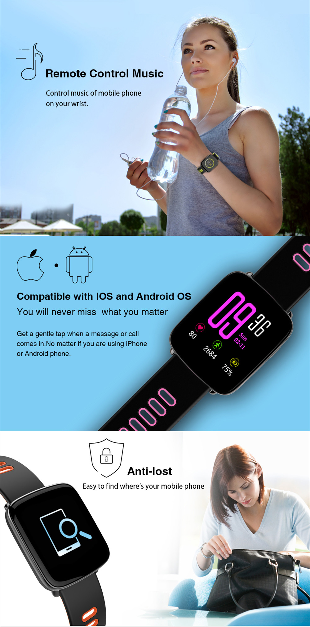 KINGWEAR GV68 MT2502D IP68 Водонепроницаемый монитор для измерения плавкости звонка Smart Watch для IOS Android