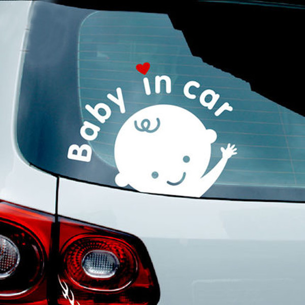 " Baby In Car " Waving Baby on Board Warning Safety Sign Car Decal Vinyl Sticker
