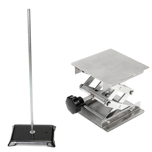 

100x100mm Laboratory Lifts Platforms Stand with 60cm Lab Iron Support Stand Flask Clip Set