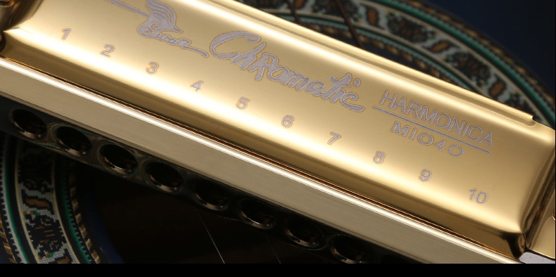 Swan Professional Gold C Key 10 Hole 40 Tone Chromatic Harmonica SW-1040 - Photo: 7