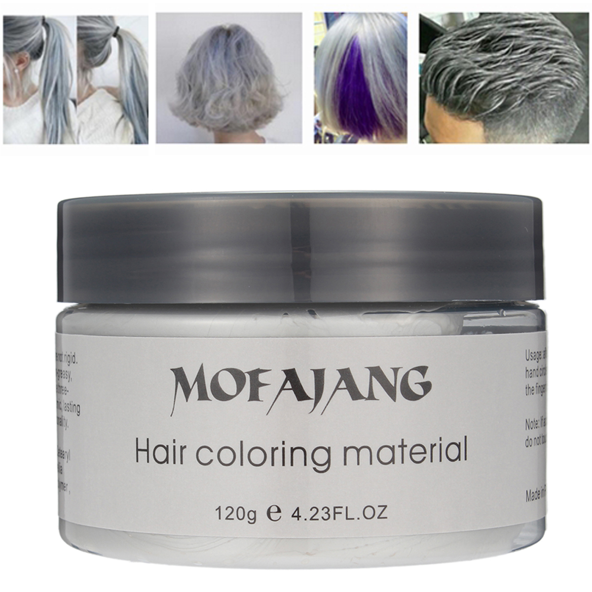 

Natural Silver Ash Grandma Grey Hairstyle Wax Disposable Dye Coloring Mud Cream Hair Pomade