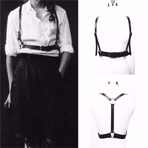 

Men Women Handmade Leather Body Harnes Suspenders Corset Body Bondage Waist Belt Adjustable