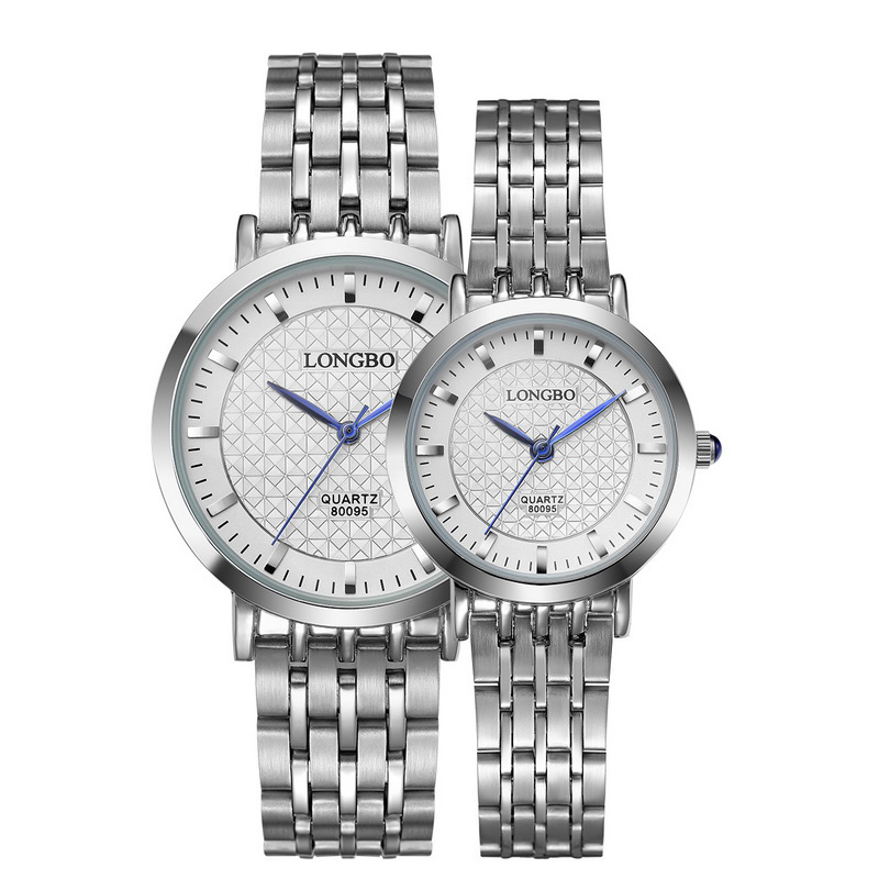 

LONGBO 80095 Couple Watch Waterproof 30M Stainless Steel Band Lovers Fashion Wrist Watch