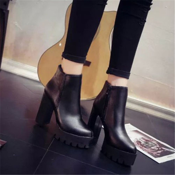 NEW Women Fashion Shoes Ankle Boots High Heels Platform Booties Casual Round Toe 