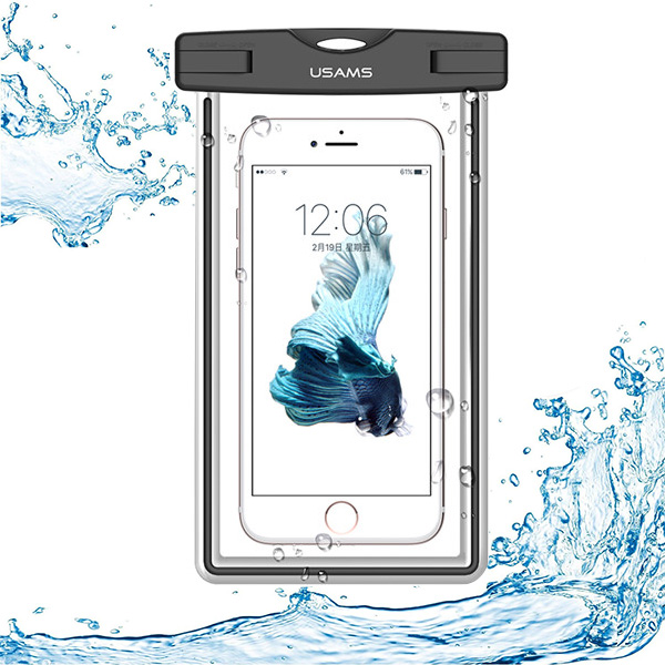 

USAMS IPX8 Waterproof Case Touch Screen Luminous Transparent Window Dry Bag for Cellphone Under 6 inch