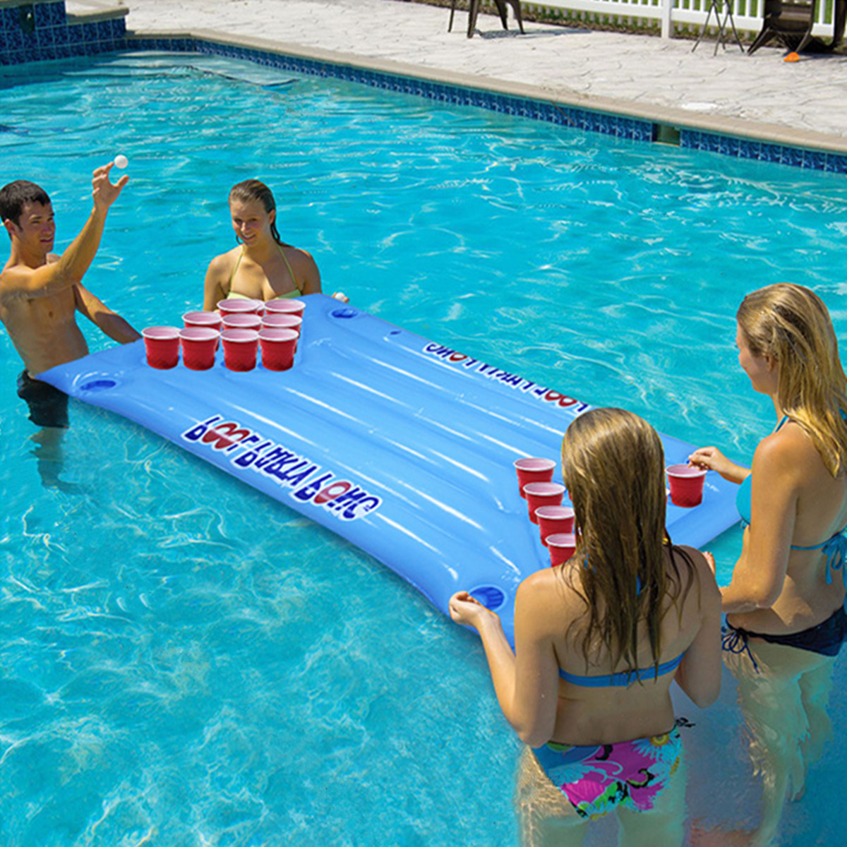 Inflatable Beer Pool Pong Float Table Raft Lounge Party Game 24 Cup Holder1lo 