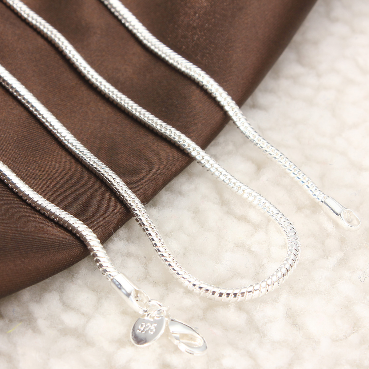 925 Sterling Silver 3MM Simple Snake Unisex DIY Necklace Chain