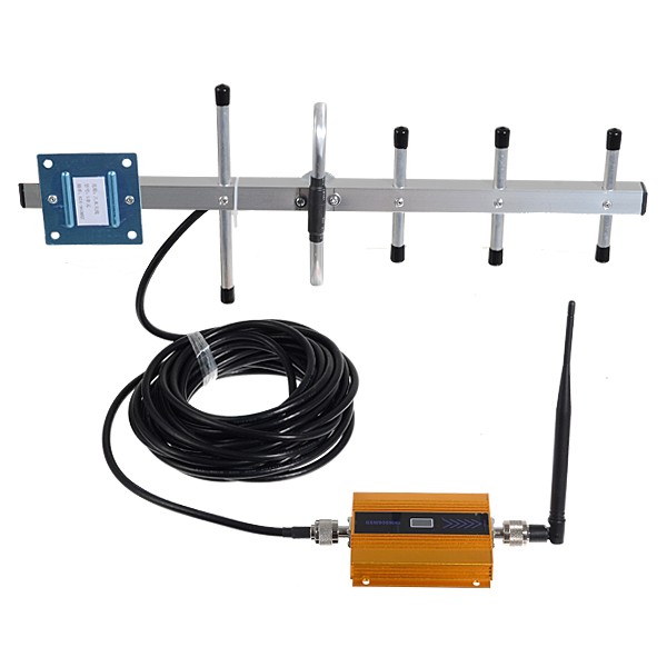 

2G GSM 900mhz Gold 60dB Gain Cellphone Signal Booster Repeater Amplifier With Yagi Antenna Kit