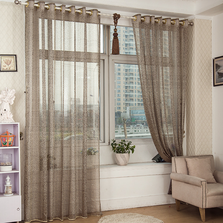 

2 Panel Gray Jacquard Sheer Tulle Curtains Hollow Out Window Screening Bedroom Balcony Decor