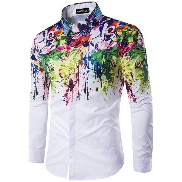 Fashion Mens Splash-Ink 3D Printing Tees Shirt Short Sleeve T-Shirt Blouse Tops Palarn Mens Fashion Sports Shirts 