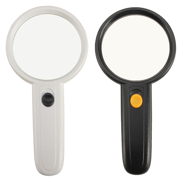 

65mm 2 LED Light Illuminated 3/4X Handheld Lace Read Magnifier Magnifying Glass