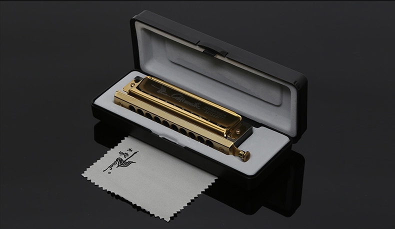 Swan Professional Gold C Key 10 Hole 40 Tone Chromatic Harmonica SW-1040 - Photo: 9