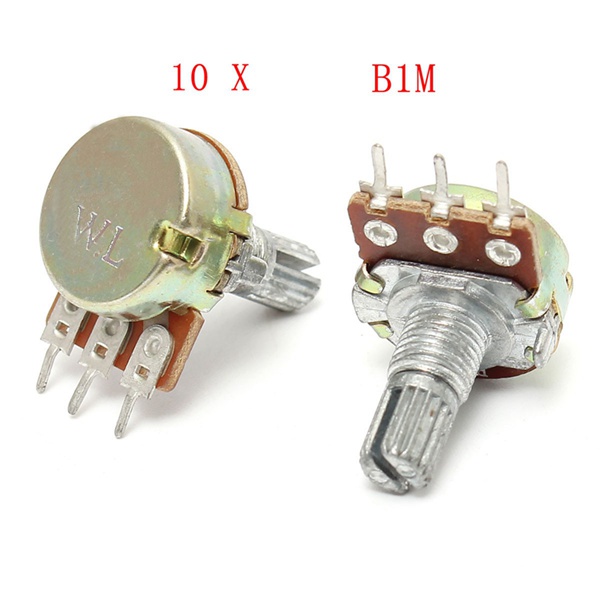 

10 Pcs B1M Ohm Linear Taper Rotary Potentiometer Pot 15mm Shaft 3 Pins