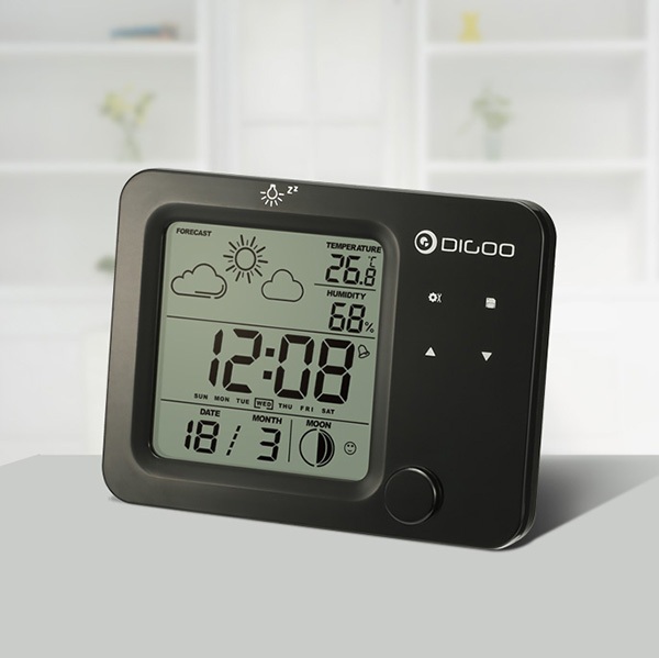 

Digoo DG-C5 Wireless Blue Backlit Hygrometer Thermometer Weather Forecast Station Touch Sensor Alarm Clock