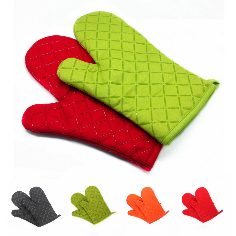 

KCASA KC-PG02 1Pcs Silicone Coating Oven Mitts Microwave Oven BBQ Heat Resistant Potholder Gloves