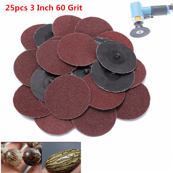 

25pcs 3 Inch 75mm 60 Grit Sanding Discs Abrasive Roll Lock Sandpaper