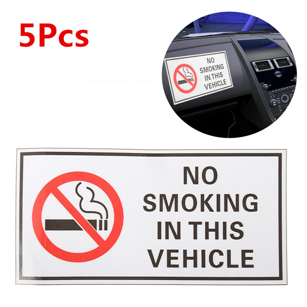 

5Pcs Waterproof NO SMOKING IN THIS VEHICLE Warning Sign Vinyl Decal Sticker 120*60mm