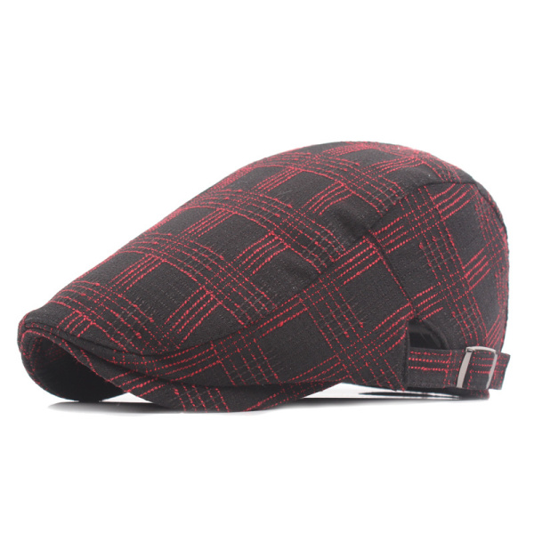 

Unisex Cotton Grid Beret Hat Buckle Adjustable Fashion Newsboy Cabbie Golf Gentleman Cap