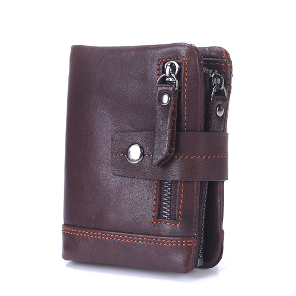

Men Genuine Leather Tri-fold Wallet 13 Card Slots Wallet Youth Vintage Coin Bag