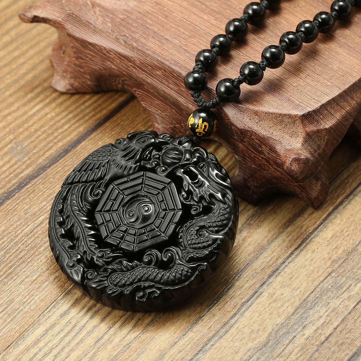 Black chinese asian necklace