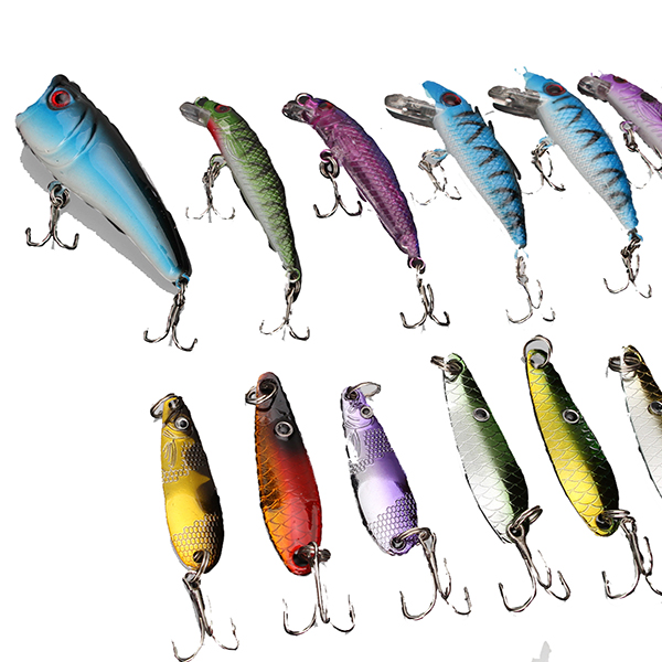 

ZANLURE 30pcs Minnow Fishing Lures Spinner Spoon Bait Crankbait Assorted Hook Tackle