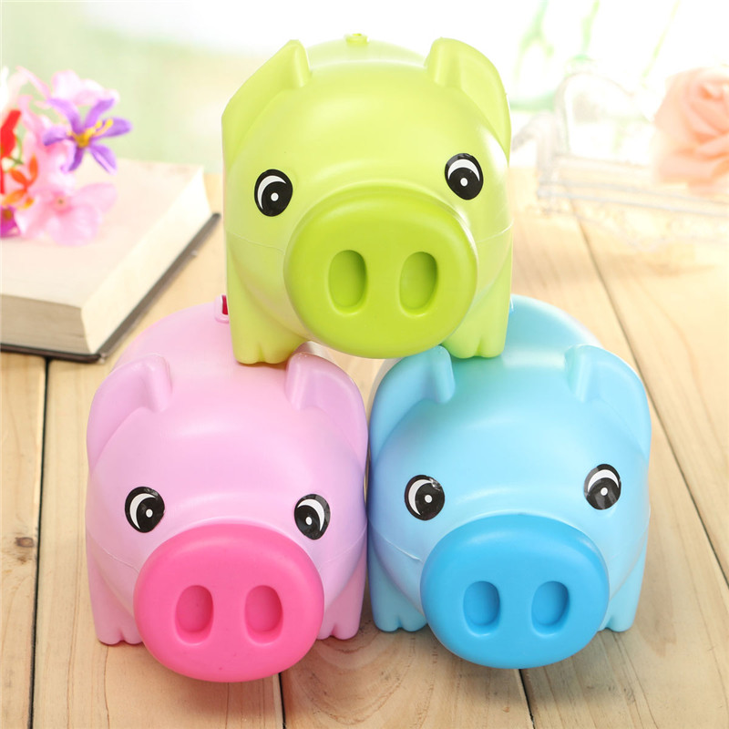 1 pc Piggy Bank Cartoon Pig Shape Creative Plastic Lovely Money Box for Children 