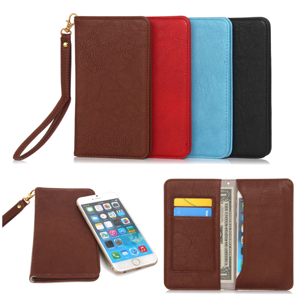 

Universal Flip Leather Handbag Wallet Card-solt Pouch Case Bag For Phone Under 5.5 Inch