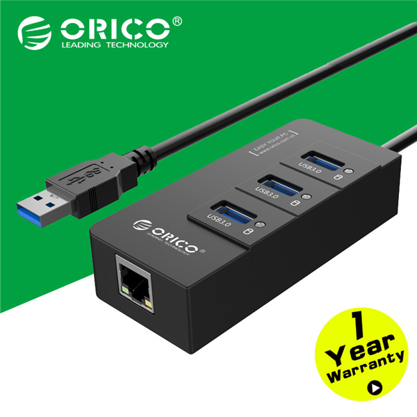 

ORICO HR01-U3-BK USB3.0 HUB Splitter with External RJ45 Gigabit Network Card