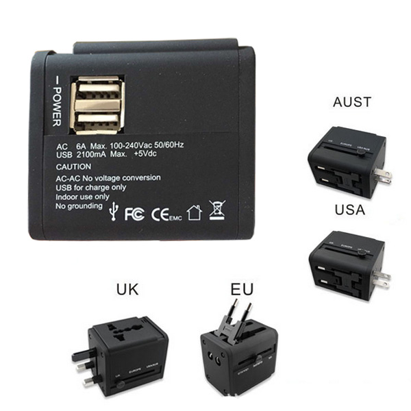 

WTA-507UC Multifunction Universal Travel Dual USB Charger Converter Adapter Plug