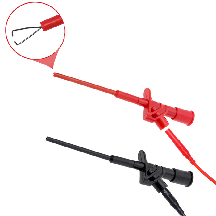 2Pcs Red & Black High Voltage Test Hook Clip Insulated Test Probes 