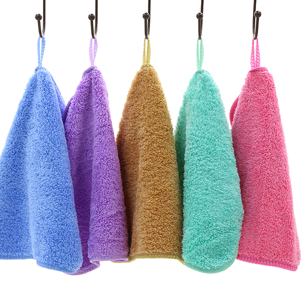

25*25cm Hanging Hand Towels Coral Velvet Absorbent Lint-Free Cloth Baby Child Wipe Water Towels
