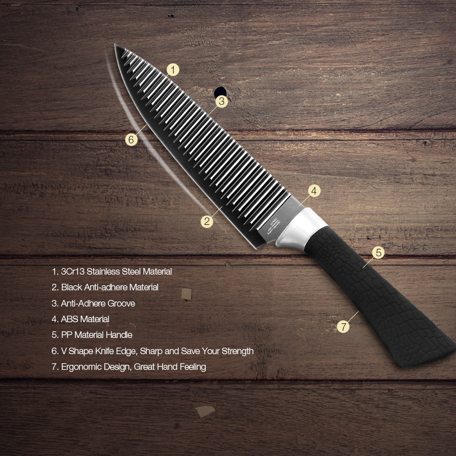 Kcasa KC-3Cr13 6 штук 3Cr13 Набор кухонных ножей из нержавеющей стали Chef Carving Cleaver Utility Knife