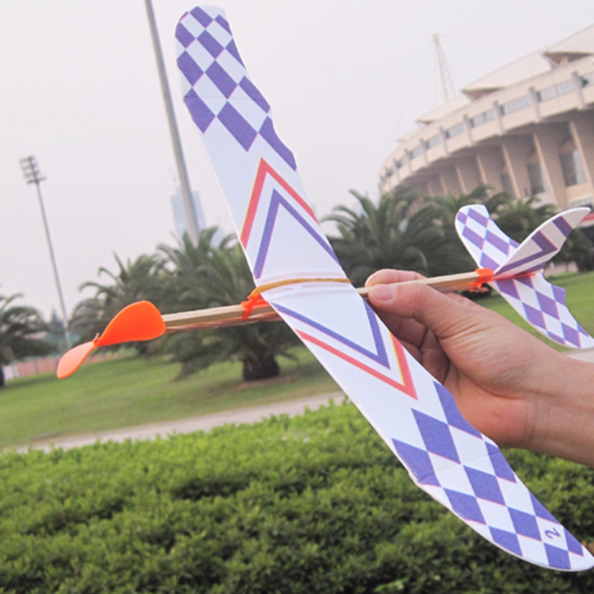 1pc plastic foam elastic rubber powered flying plane kit aircraft model FBB 