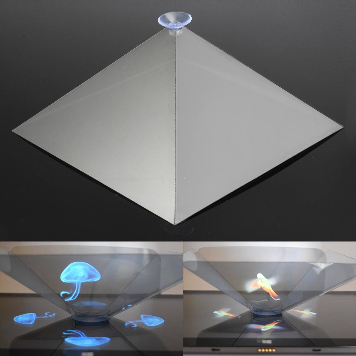 

3D Holographic Hologram Display Pyramid Stand Projector Creative Gifts For Tablet Phone