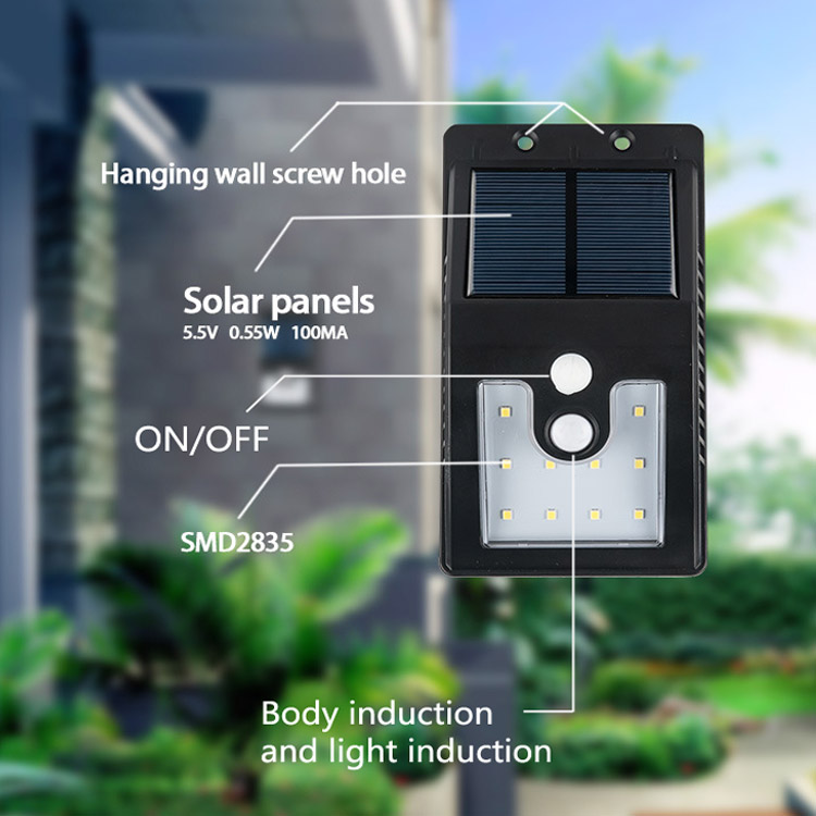 3 in 1 Function Solar Power Motion Sensor LED Light Garden Yard Corridor Waterproof IP65 Wall Lamp