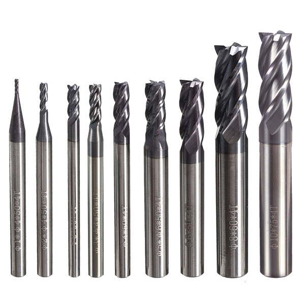 Drillpro 1-10mm 4 Flutes Tungsten Carbide End Mill Cutter HRC50 End Mill Cutter CNC Tool