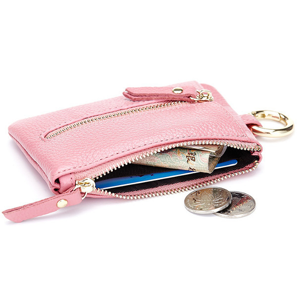 Hot Pink NXDA Female Soft Leather Small Change Wallets Key Holder Case Mini Zipper Coin Wallet