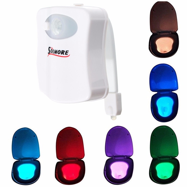 

1X 5X 10X SOLMORE Body Motion Sensor Activated 8 Colors LED Toilet Night Light Bathroom Lamp