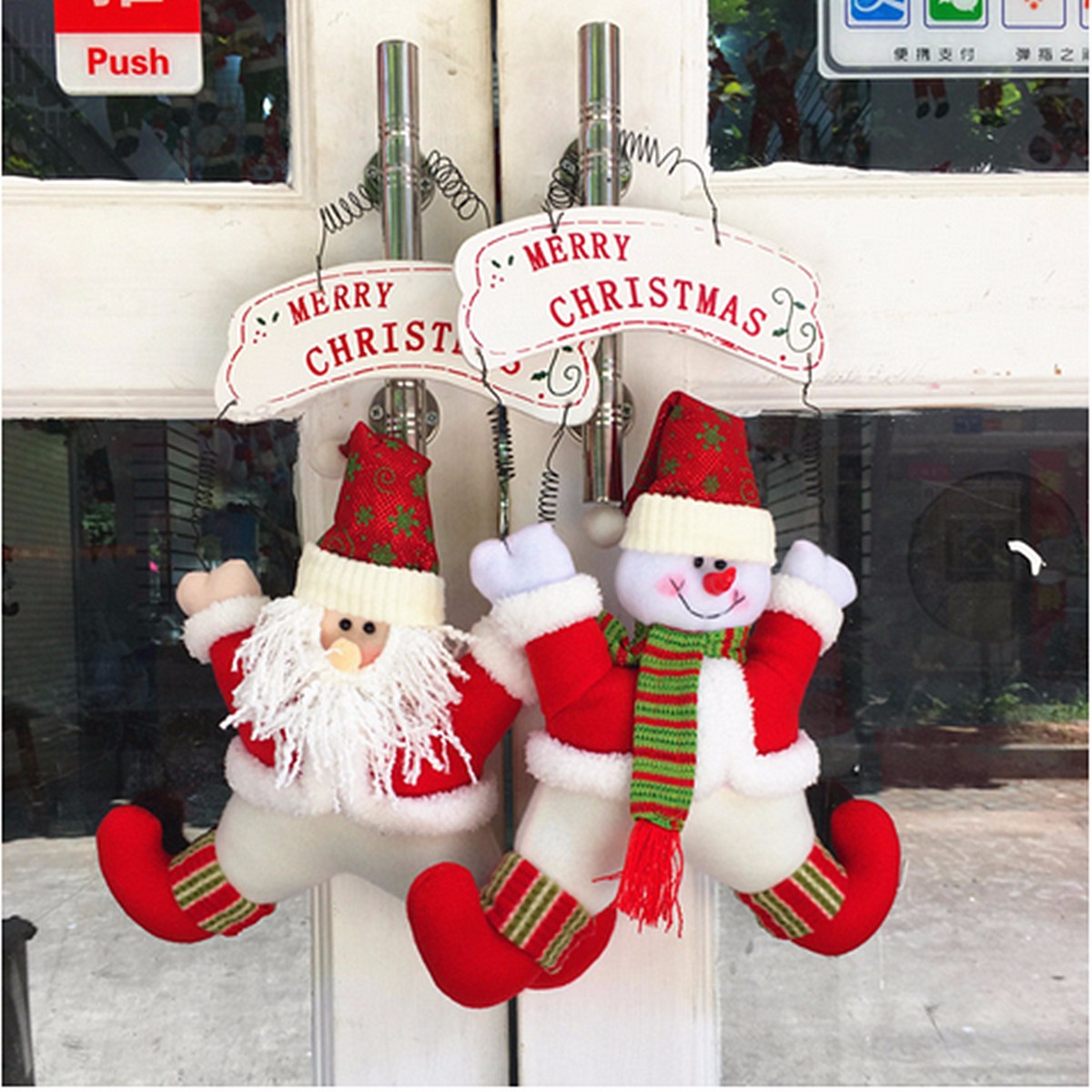 Christmas Decoration Welcome Snowman Santa Claus Door Hanging Party Ornaments - Photo: 3