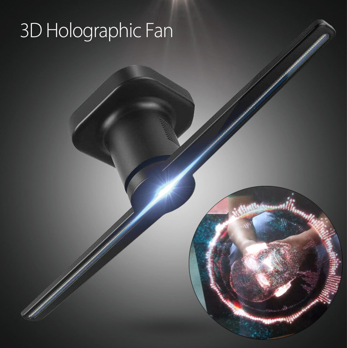 3D Hologram Advertising Display Projector Fan LED 