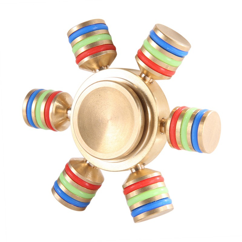 

Hexagonal Brass Rotating Fidget Hand Spinner ADHD Autism Fingertips Fingers Gyro Reduce Stress Toys