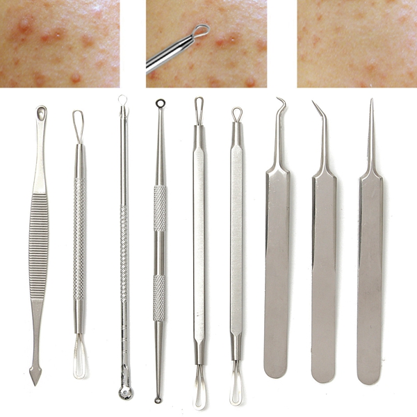 

Y.F.M® 9pcs Multipurpose Pimples Acne Blackhead Remover Cleansing Tool Kit Set Stainless Steel