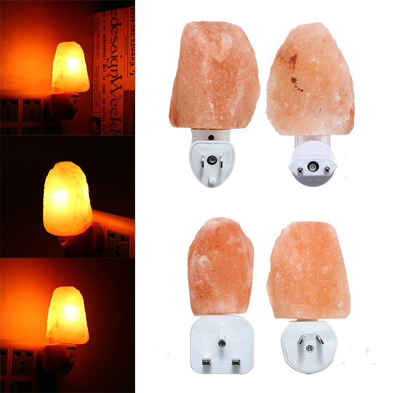 

Mini Cute Hand Carved Natural Crystal Himalayan Salt Wall Lamp Night Light Gifts AC110-240V