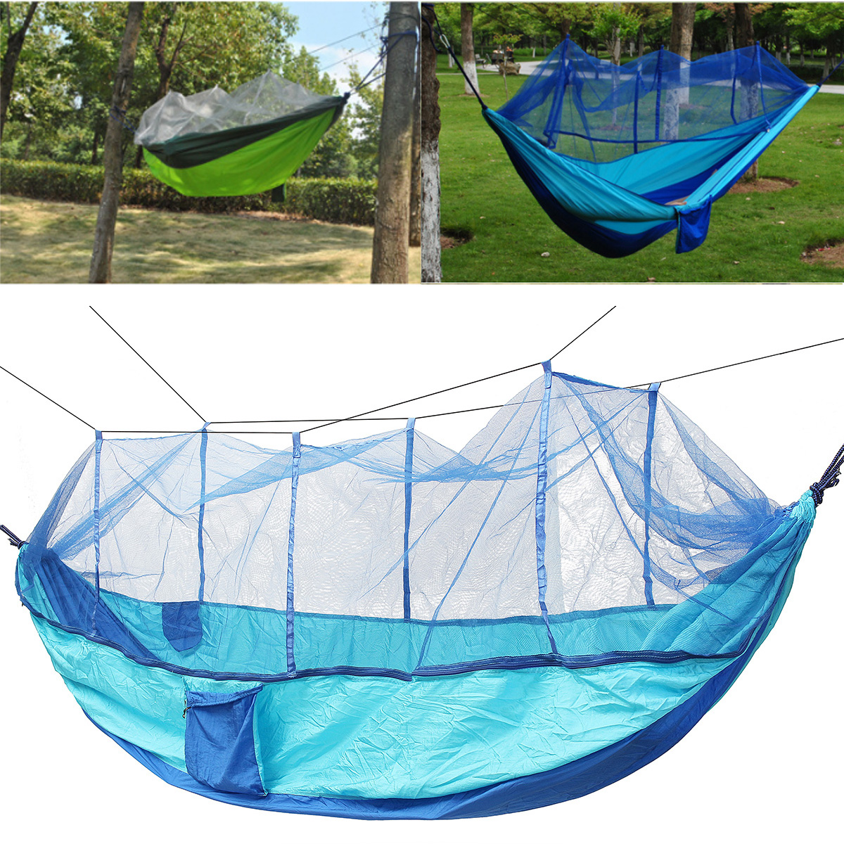

IPRee™ Portable Double Parachute Hammock Nylon Hanging Swing Bed With Mosquito Net Max Load 300kg
