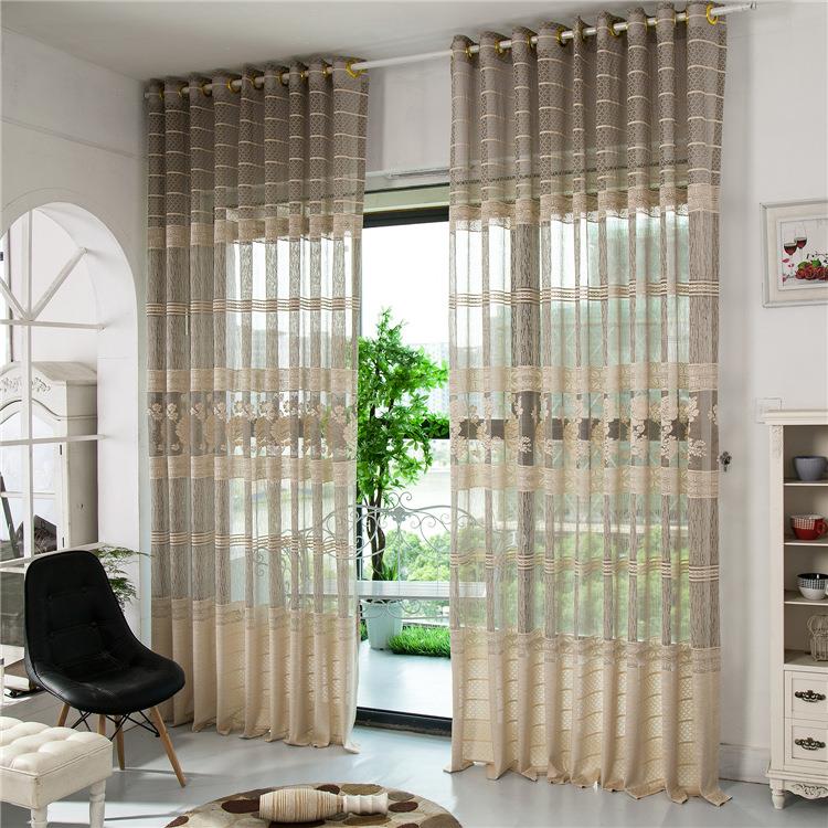 

2 Panel Gray Jacquard Window Screening Sheer Curtains Hollow Out Bedroom Living Room Home Decor