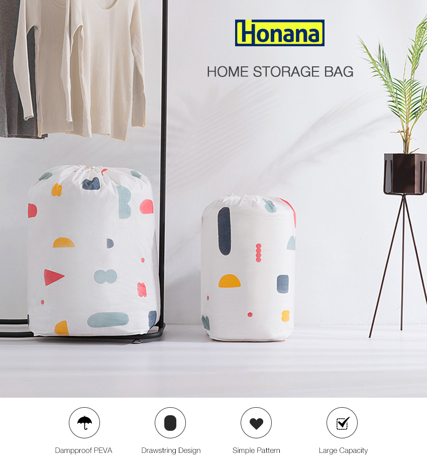 Honana Home PEVA Durable Moist Proof Dustproof Organizer Clothes Bed Sheet Drawstring Storage Bag