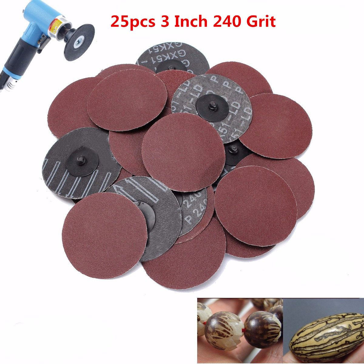 

25pcs 3 Inch 75mm 240 Grit R Type Sanding Discs Roll Lock Sandpaper