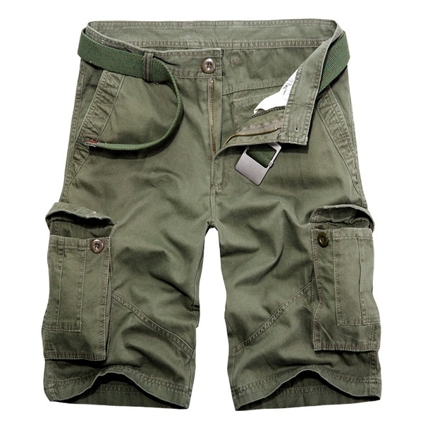 Men Casual Cotton Solid Big Pockets Plus Size Loose Cargo Military ...